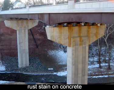 runoff from Corten steel may stain concrete surface